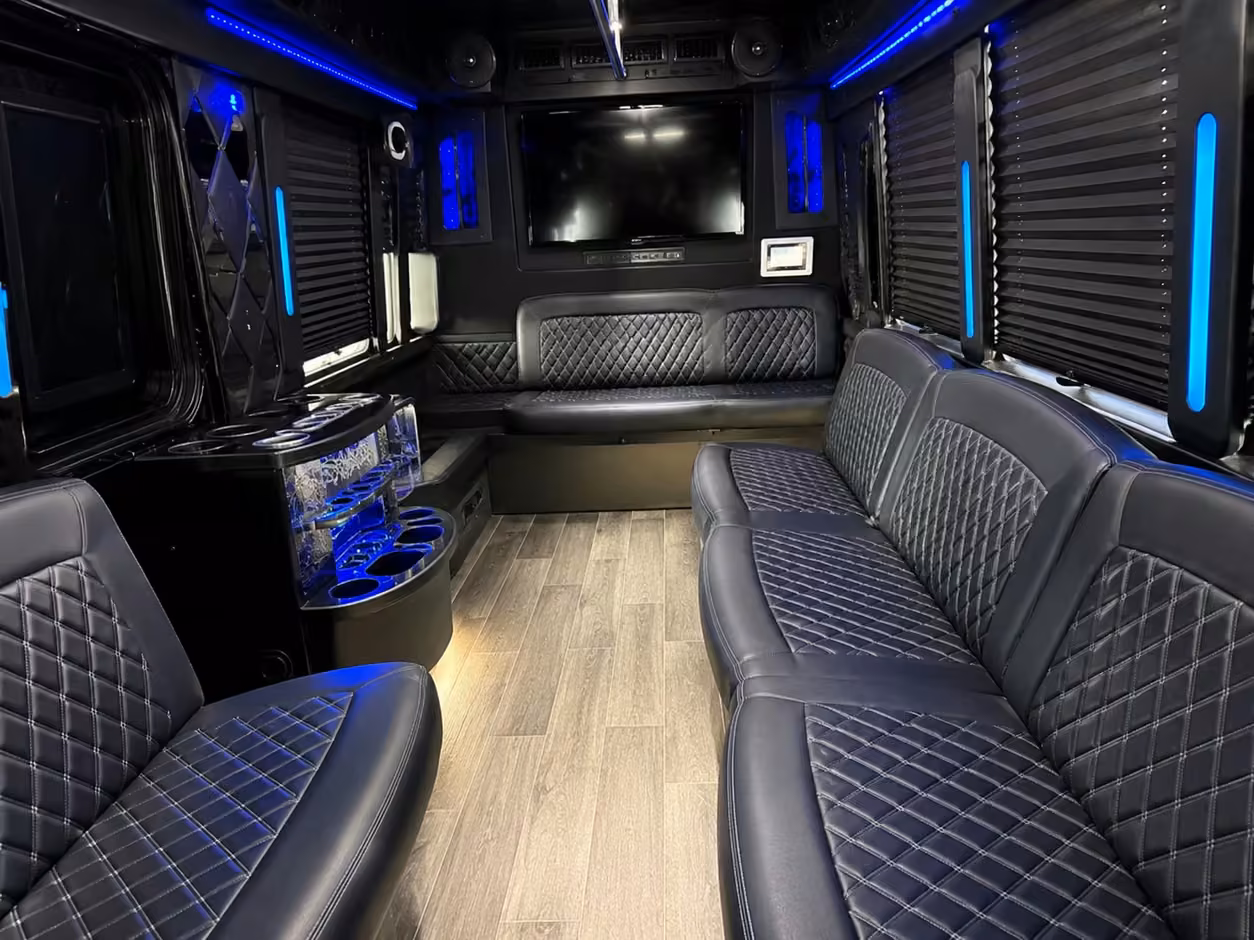 15 passenger party bus inside