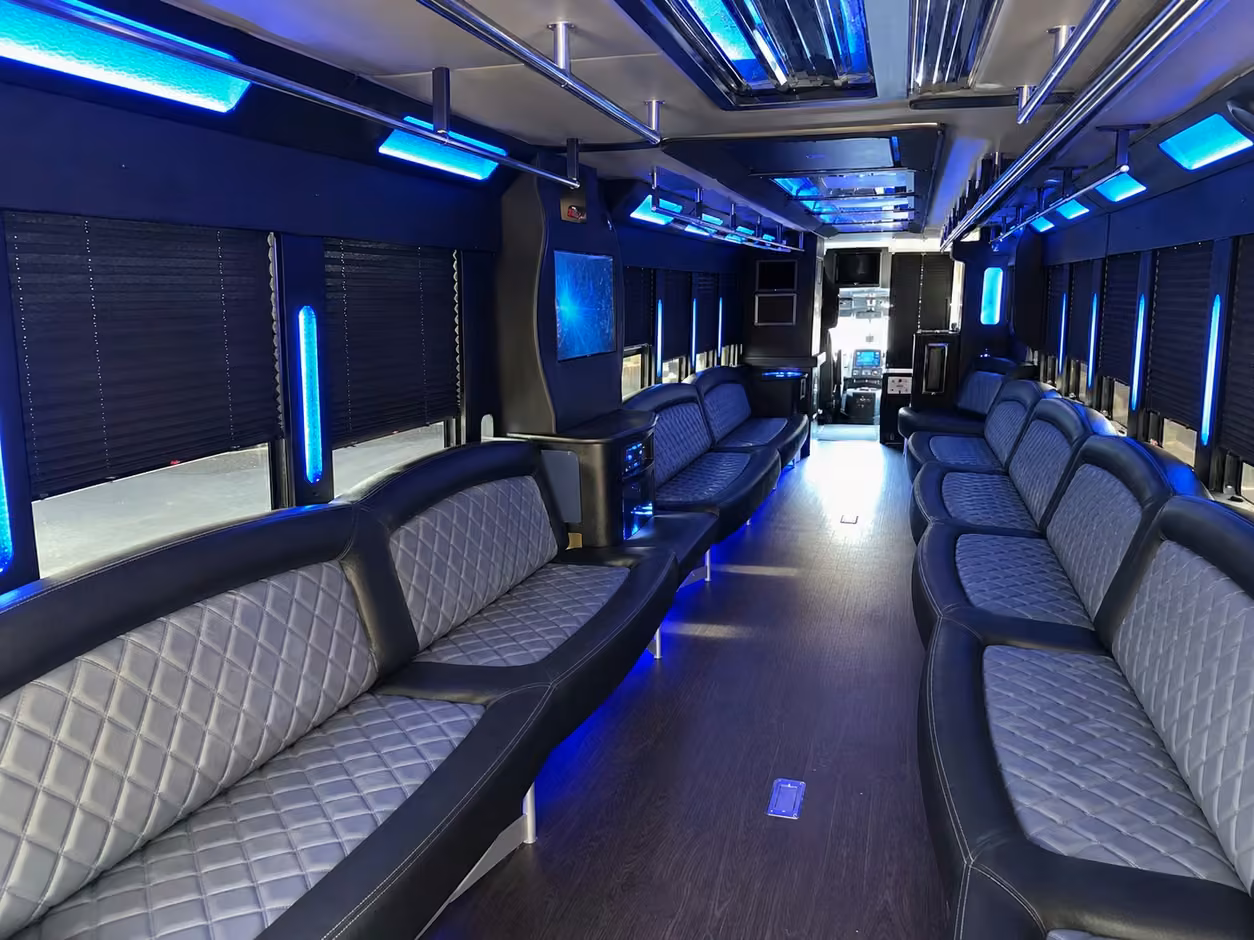 20 passenger party bus inside